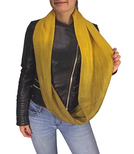 Peach Couture Cashmere feel Gorgeous Warm Two Toned Infinity loop neck scarf snood (Yellow)