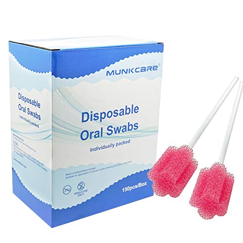 MUNKCARE Oral Swabs Flavored Lemon Elderly Tooth Cleaning Sponges 150