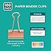 Bright Creations Decorative Rose Gold Binder Clips - 0.75 in, 100 Pack - Mini Clips for Files & Documents - Gold Desk Accessories & Office Decor