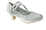 Maggie 5 Little Girls Glitter Heel Platform Dress Pumps Silver