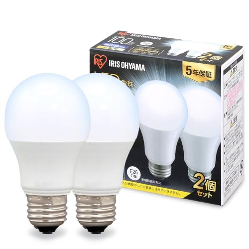 アイリスオーヤマ LED電球 口金直径26mm 広配光 100W形相当 昼光色 2個パック 密閉器具対応 LDA12D-G-10T62P
