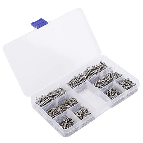 400 Stück M3 Flachkopf-Blechschrauben Kit, 304 Edelstahl Kontermutter Holzgewinde Nägel Kreuzschlitzschrauben Sets mit… – Bild 5