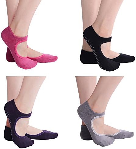 レディース ヨガソックス オーガニック素材の靴下 滑り止め付き ソックス ヨガ用 ダンス用 綿混 柔らかい