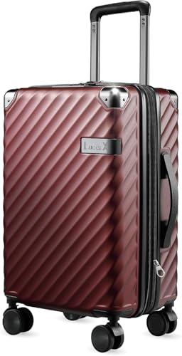 LUGGEX Luggage with Spinner Wheels - Expandable Hard Shell Suitcase With Wheels, Carry-On 20-Inch, Cherry