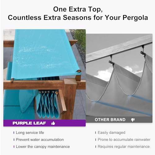 PURPLE LEAF Pergola 10' x 13' with Light, Wood Grain, Turquoise Blue image 28