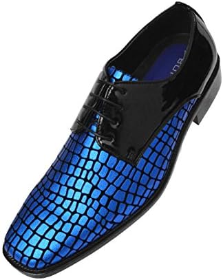 Bolano Mens Metallic & Patent and Croco Printed Exotic Formal Oxford Dress Shoes Duncan