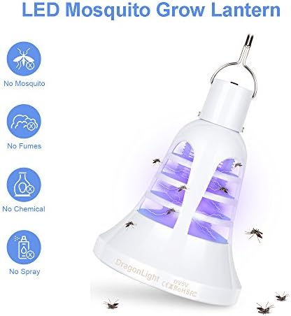 20W LED Grow Lantern - Portable 2 In 1 Plant Growing Light &amp; Mosquito Killer with USB Cable - Insect Pest Trap UV Lamp for Indoor Plants Greenhouse
