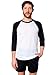 American Apparel Unisex Poly-Cotton 3/4 Sleeve Raglan Shirt, White/Black, Large