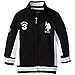 U.S. Polo Assn. Little Boys' Fleece Mock Neck Jacket with Striped Ribbing, Black, 5/6