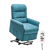 Danxee Power Lift Chair Recliner Massage Heated Reclining Sofa Chair for Elderly Home Living Room Furniture Single Lounger Seating Electric Fabric Upholstered Chair with Remote Control (Blue)
