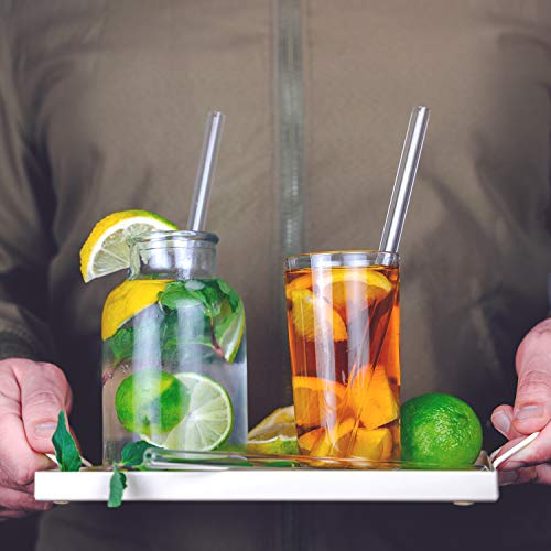 EcoYou Glas Strohhalme 6er Set + Reinigungsbürste & Smoothie Rezepte Plastikfreie Trinkhalme 21,5 cm wiederverwendbar… – Bild 3