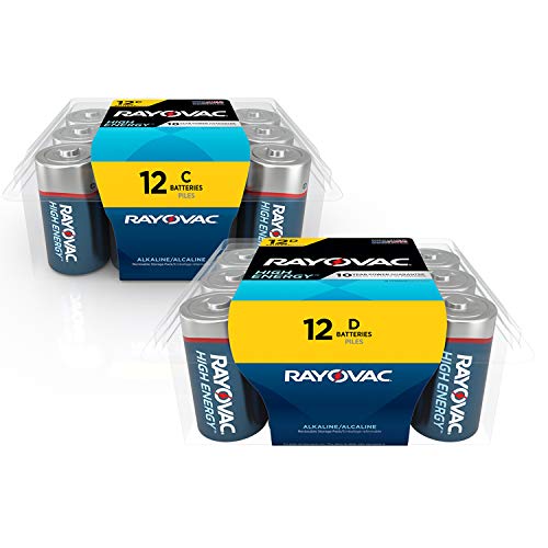 Rayovac High Energy C Batteries, Alkaline D Cell Batteries and High