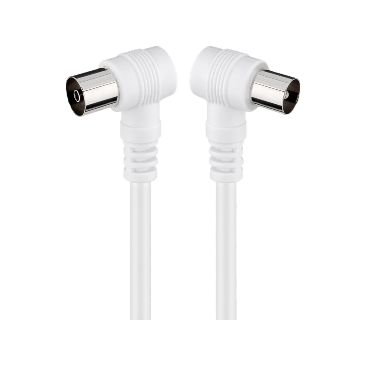 Goobay 11522 Angled Antenna Cable (<70 dB), 2X Shielded, 5m Length, white