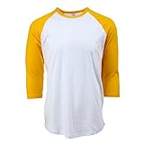 Rich Cotton Raglan T-Shirts (S, White/Yellow)