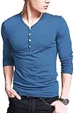 Neonysweets Mens Long Sleeve Henley Shirts With Button Placket