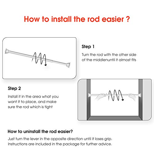 Shower Curtain Rod Tension Curtain Rod Non Slip No Rust No Drilling Never Collapse 42-72 inches (Chrome)