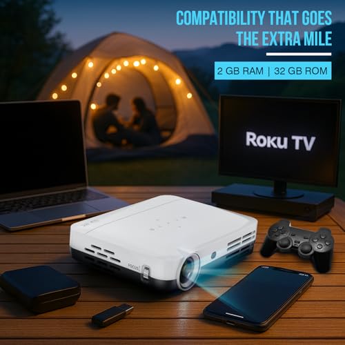 Boss Projector 4K S7 | 7000 Lumens, 3D Android Smart Projector - 3840x2160 Resolution, Free Projector Screen, Free Mount, 300" Display, Bluetooth & Wi-Fi - Home Theater