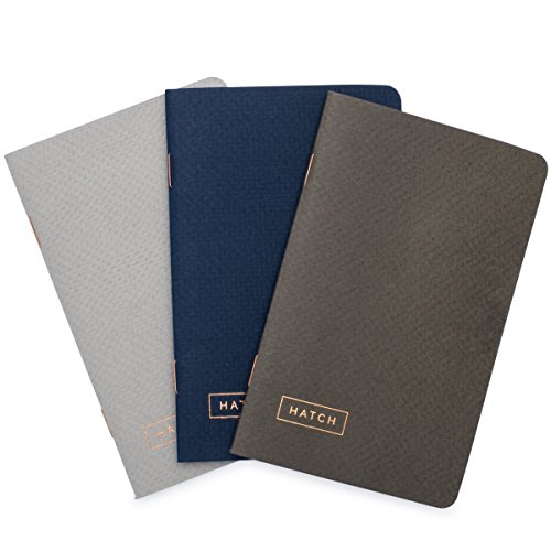 Hatch Idea Bank - Small Pocket Notebooks with Index, Dot Grid Pages (Set of 3) - 3.5 x 5.5"
