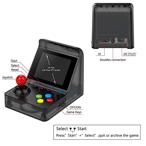 Mini Arcade Game, 3.0 Inch Retro Arcade Console Classic Handheld Video Games Home Travel Tiny Arcade Machines with 2 Controllers - Build in 520 Classic Games