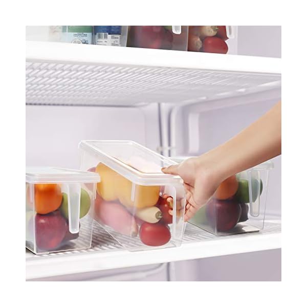 Kurtzy-Kitchen-Fridge-Cupboard-Storage-Containers-with-Handles-and-Lids-4-Pack-305cm12-Inches-Overall-Length-Clear-Plastic-Refrigerator-Tubs-for-Bathroom-Pantry-Drawer-Freezer-and-Home Kurtzy 4 Pack Kitchen Fridge & Cupboard Storage Containers with Handles and Lids - 30.5cm/12 Inches Overall Length…