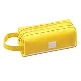 Beloca Pencil Case Large Capacity Student Stationery Pouch Pen Bag with Double Zipper Closure Office Pen Holder Organizer Stationery Bag Cosmetic Bag (Yellow)