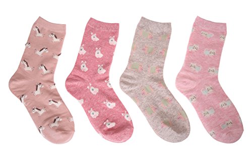 Color City Womens Cute Animal Pattern Socks - Funny Soft Warm Cotton Crew Socks 4 pack - Thumbnail 2