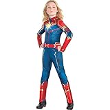 Costumes USA Light-Up Captain Marvel Halloween Costume for Girls, Superhero Jumpsuit, Large, Dress Size 12-14