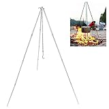 Cyberone Campfire Tripod Camping Tripod with Adjustable Chain Portable Foldable for Outdoor BBQ Barbecue Campfire Cooking Hanging Pot 42″ in Height
