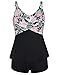 Septangle Womens Two Pieces Front Crossover Tankini Top Swimwear with Boyshorts Bottom Swimsuit