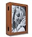 Golden State Art, Wood Table Top Folding Vertical Photo Frame for Triple 5x7 Pictures with Real Glass, Coffee Walnut