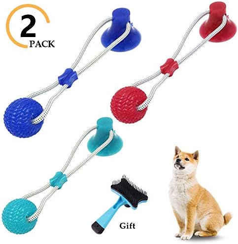 Pet Supplies Self-Playing Rubber Ball Toy with Suction Cup Dog Ropes Toy with Suction Cup Dog Interactive Molar Chew Rubber Bite Chew Toys Toothbrush Puppy Dental Care Accessory Nontoxic Natural (3in)
