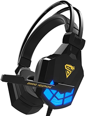 Kworld PC Gaming Over-Ear Headset with 40mm Driver&Led Light Emphasis On Deep Bass Effect, Volume Control and Noise Isolation, Black(G24)