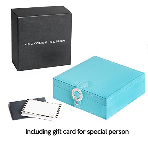 JackCubeDesign Leather 9 Slots Ring Organizer Storage Jewelry Box Display with Mirror Inside Velvet Divider Ring Tray Case Holder(Sky Blue, 6.5 x 6.5 x 2.3 inches) – :MK354B