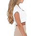 Antopmen Women Sexy Deep V Neck Short Sleeve Back Cross Tied Up Tee Backless Lace Crop Top (Medium, White)