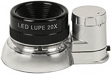 ZhengYa LED Illuminated 20X Jewelers Loupe Magnifier, Triplet Glass - Premium Aluminum Alloy Magnifying Eye Loop Best for Jewelry, Diamonds, Gems, Coins, Engravings