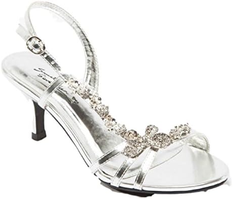 Sweet Seventeen Maisie-11 Prom Wedding Slingback Rhinestone Open Toe Kitten Heel Sandal Shoe Silver 8