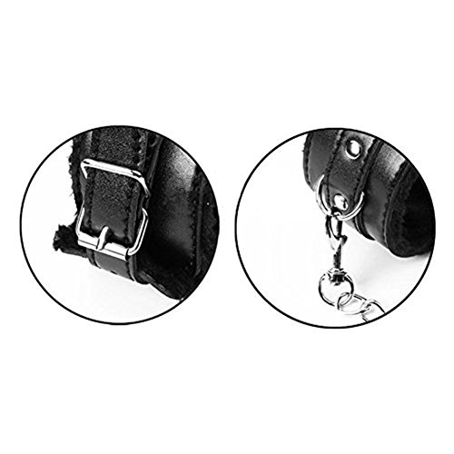 IYOWEL Handcuffs PU Leather Adjustable Soft Wrist Cuffs (Black Handcuffs)