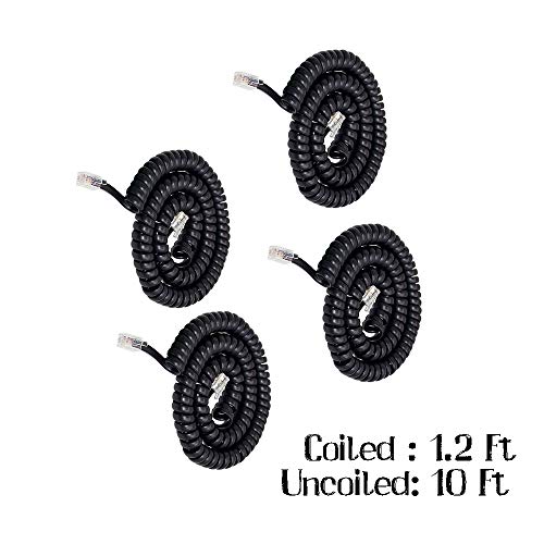 image for Telephone Phone Handset Cable Cord,Uvital Coiled Length 1.2 to 10 Feet