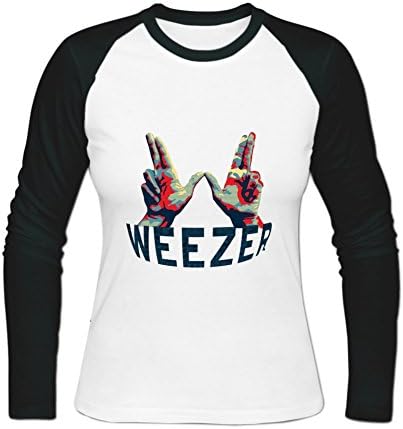 Sadytui Womens Cotton Graphic Weezer Long Baseball T-shirts XXL White