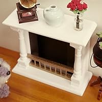 Foreen 1/12 Miniature Wooden Fireplace Model Living Room Furniture Decor Doll House Accessory Pretend Play Kids Toy