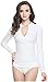 ilishop Women's UV Sun Protection Long Sleeve Rash Guard Wetsuit Swimsuit Top White S-US4