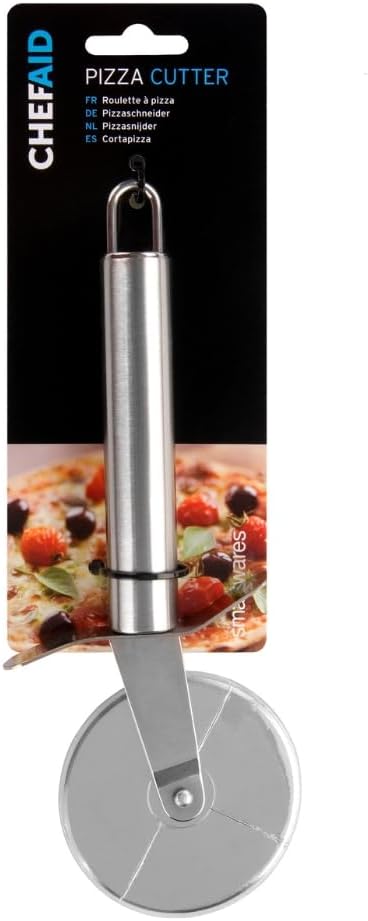 Chef Aid Pizza Cutter Stainless Steel Finger Guard Non Slip Dishwasher Safe