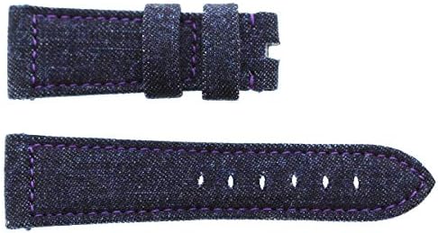 Japanese Denim Panerai Style Strap 24mm / Violet Stitching