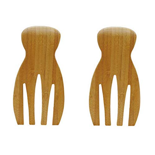 JB Home Collection 4564, Natural Bamboo Salad Hands for Salad Mixing and Serving, Bamboo Salad Server Set of 2 Kitchen Helper