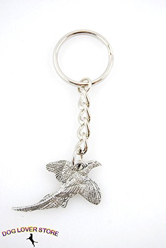 PP Pheasant Bird Flying Keychain Pewter