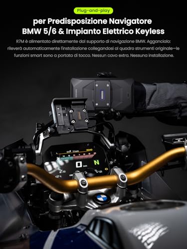 RiderNav R7M 7" Wireless CarPlay and Android Car for BMW Motorcycles - Native Control Wonder Wheel Action Camera | Real-Time Data Reading (TPMS/RPM) | OTA Upgrades | IP69K GPS | Nav Prep