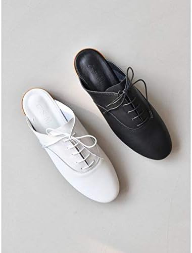 Amazon 本革 オックスフォードシューズ レディース レースアップシューズ ローファー 踵なし ブローファー 黒 ブラック 白 ホワイト マニッシュシューズ お洒落 靴 ノーブランド品 ローファー スリッポン