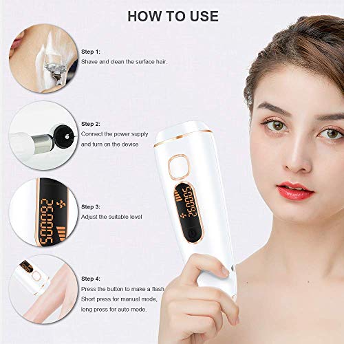 IPL Permanent Hair Remover for Women, 500,000 Flashes Electric Facial Body Professional Painless Hair Remover Device Use at Home