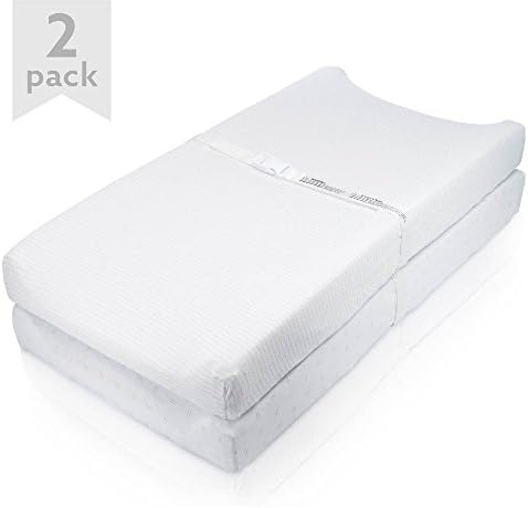 Honeyed White with Modern Grey Soft Cotton Changing Pad Cover, Set of 2