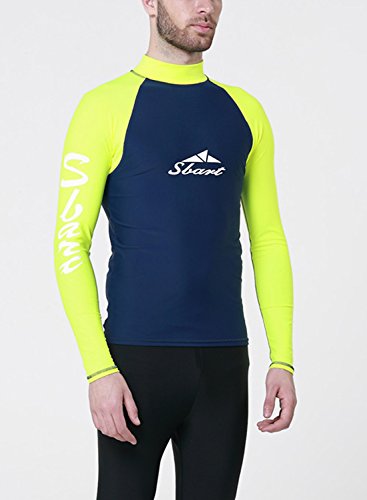 image for Sbart Men Long Sleeve Swimsuit Diving Rash Guard Sun Protection Swimwe
